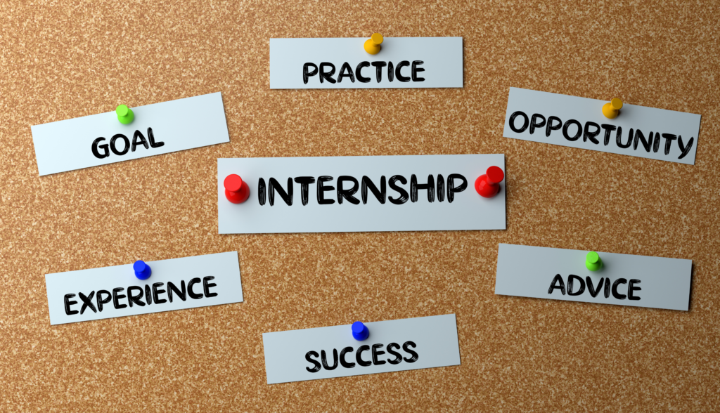 Image with the words Internship, Goals, Advice, Success, Opportunity, Practice