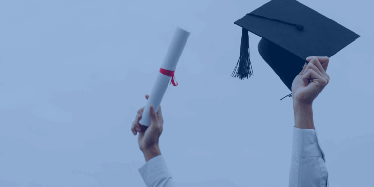 graduation cap and diploma are shown to depict graduation